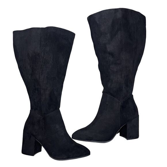 Torrid Jillian Knee High Boots Black Faux Suede Heels Wide Calf Womens 11 WW NWT - Picture 3 of 9